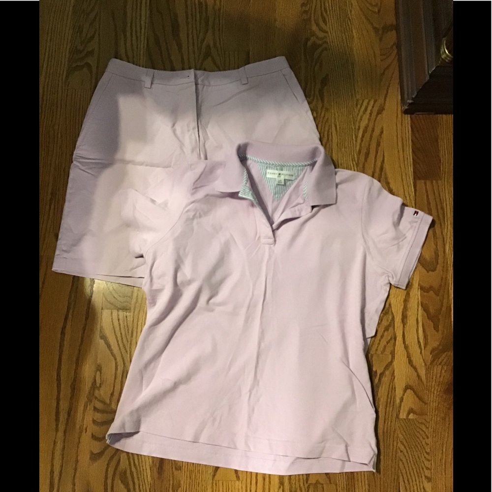 Lavender shorts and collar shirt